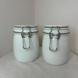 vintage set of 2 milk glass jars milk glass storage jars farmhouse cottagecore