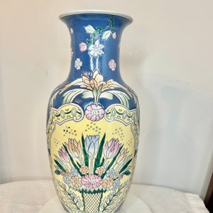 Vintage WBI Ceramic Baluster Vase Chinese Chinoiserie Glazed Flower vase 12&quot; Tall
