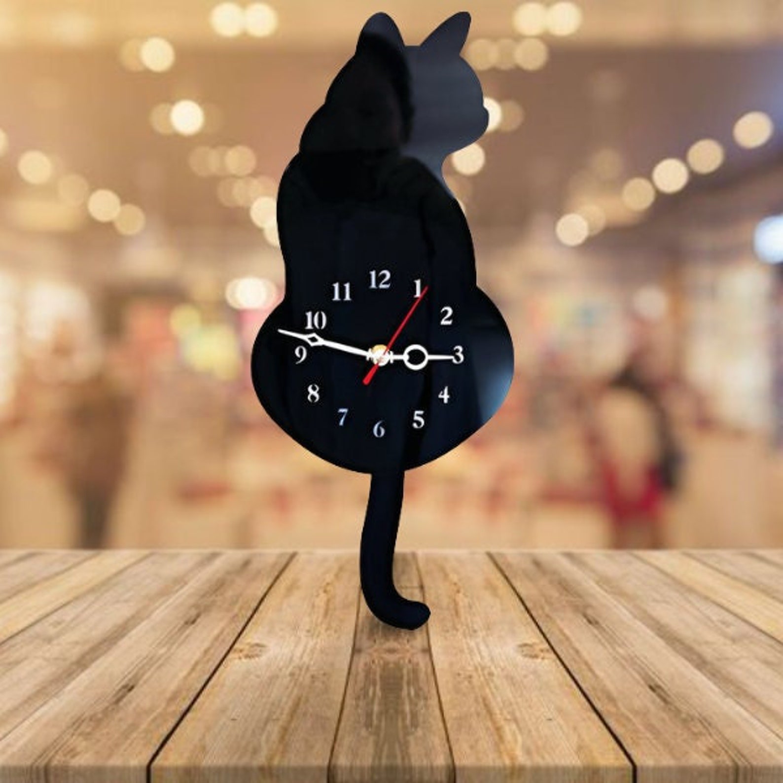 Cat Clock With Moving Tail Cat Clock animal Wall Clock Cat Etsy