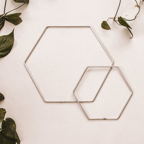 Silver Steel Hexagon Frames / Macrame Supplies / Macrame Ring / Geometric Shapes / Weaving Frames