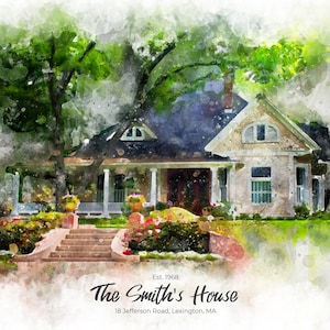 Custom House Portrait From Photo, Personalized Gift For Christmas, Digital Watercolor, House Drawing, New Home Gift, Hosewarming Decoration