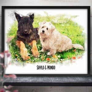 Pets Portraits From Photo, Custom Watercolor, Dog Portrait, Cat Portrait, Custom Artwork Commission, Pet Memorial Gift, Christmas Gift