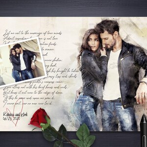 Valentines Gift, Portrait From Photo, Custom Couple Portrait, Digital Watercolor, Spouse Gift, Anniversary Portrait, Gift For Husband