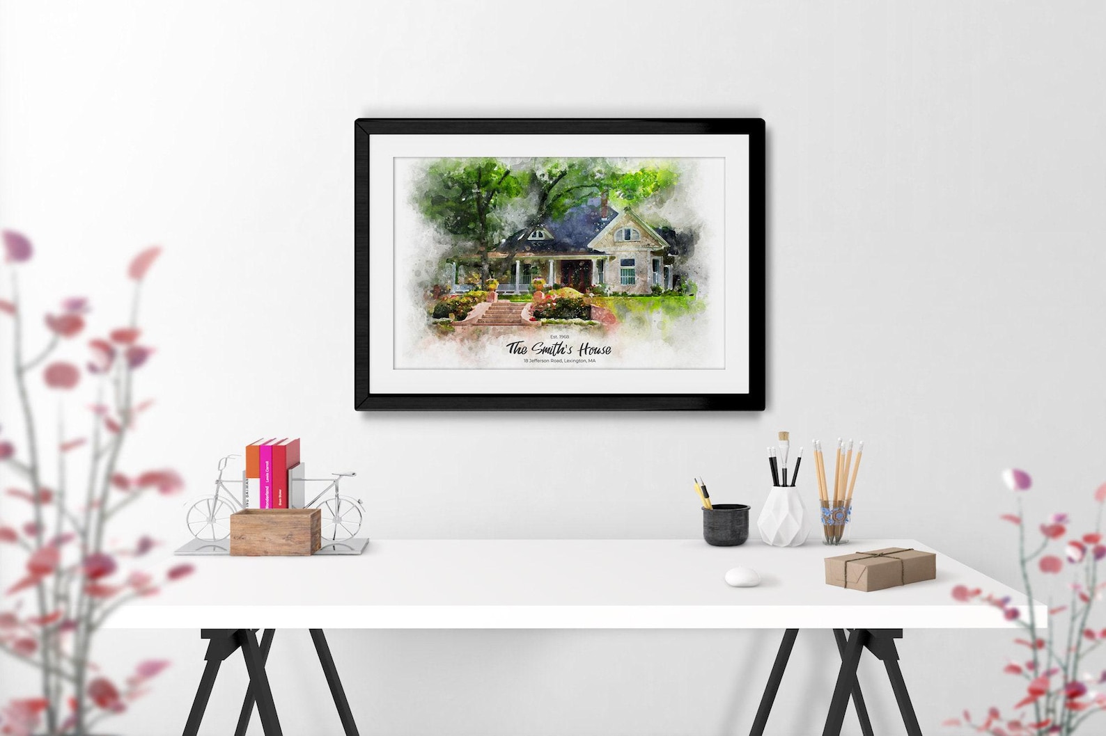 Family House Artwork, Custom House Watercolor Portrait, New Home Gift ...