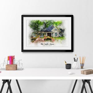 Family House Artwork, Custom House Watercolor Portrait, New Home Gift ...