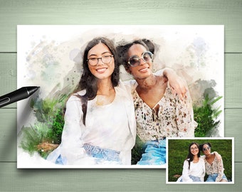 Personalized Valentine's Day Portrait From Photo | Besties Gift | Valentines Gift | Girlfriend Gift Idea | Friendship Gift | Valentines Idea