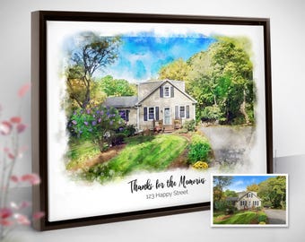Watercolor Painting From Photo, House Picture Into Digital Painting, Custom Home Portrait, Realtor Closing Gift, House Christmas Gift