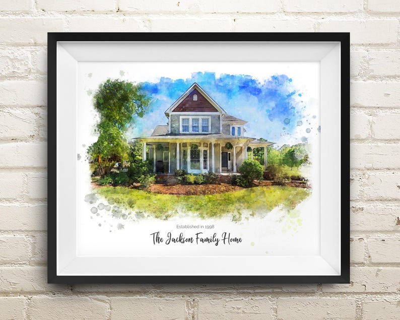 Family House Artwork, Custom House Watercolor Portrait, New Home Gift ...