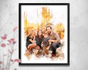 Family Portrait, Custom Painting, Anniversary Gift, Birthday Gift, Custom Portrait From Picture, Gift For Her, Gift For Parents, Custom Art