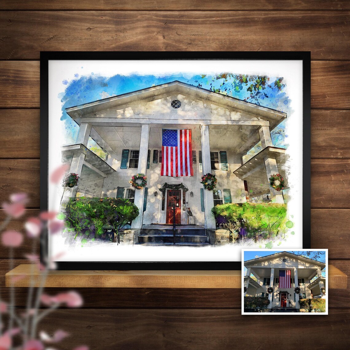 Family House Artwork, Home Decor, Custom House Watercolor Portrait, New ...