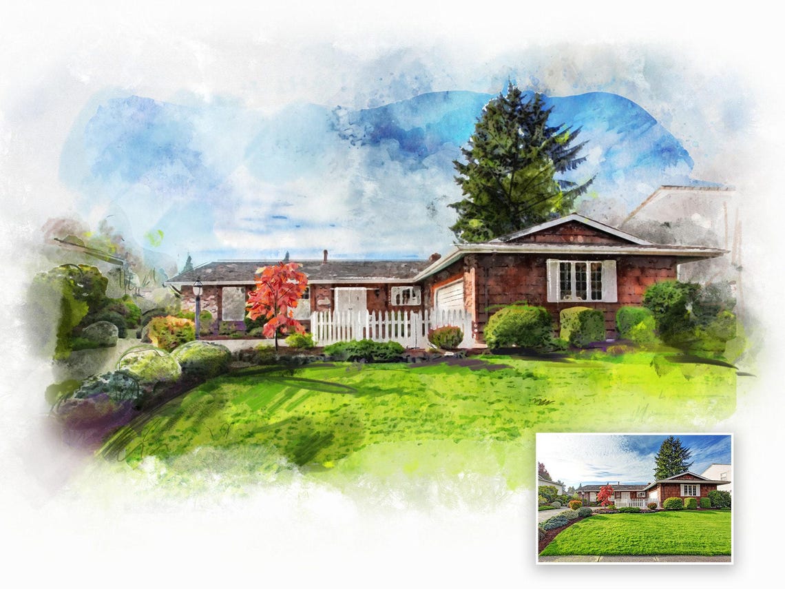 Family House Artwork, Custom House Watercolor Portrait, New Home Gift ...