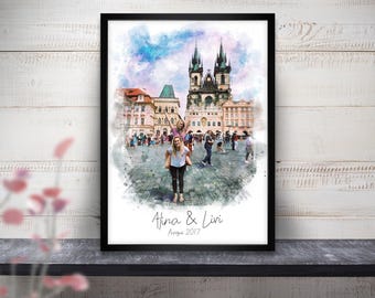 Custom Best Friends Portrait | Roommate Present | BFF Birthday | Personalized Illustration | Social Distance | Graduation Gift | Best Friend