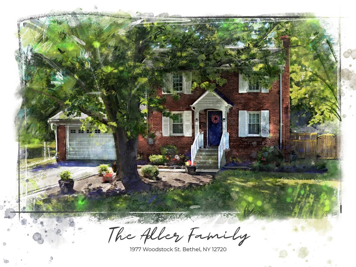 Family House Artwork, Custom House Watercolor Portrait, New Home Gift ...