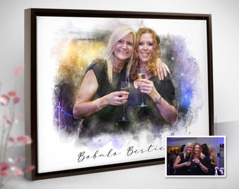 Best Friends Personalized Gift Portrait From PhotoDigital Watercolor Painting Unique Art Print Gift For Friend Besties For Her Best Friend
