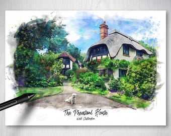 House Portrait, Home Decor, Custom Watercolor Portrait, New Home Picture, Custom House Painting, Personalized Birthday Gift, Christmas Gift