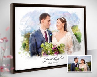Wedding Portrait Custom Wedding Portrait Personalized Wedding Art Couple Portrait Bride and Groom Portrait Wedding Gift Photo to Portrait