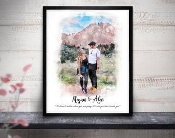 Valentine's Day Gift, Custom Couple Portrait, Romantic Gift, Family Portrait, Anniversary Gift, Birthday Gift, Personalized Watercolor Art