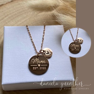 Personalized necklace with engraving / 2 plates 18 mm & 10 mm / MAMA / stainless steel 18 carat gold-plated image 2