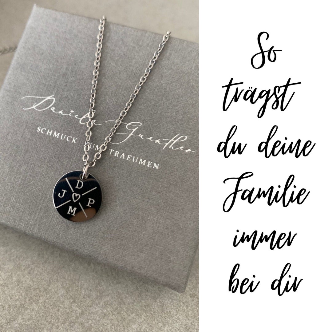 Personalisierte Halskette / Kette mit Gravur / 13mm Plättchen in