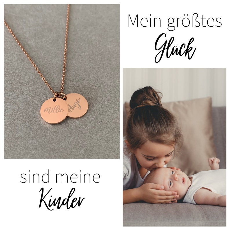 Personalisierte Kette mit 2 Plättchen in 13mm / 18mm in Edelstahl 18 Karat vergoldet / Kette mit Gravur immagine 10