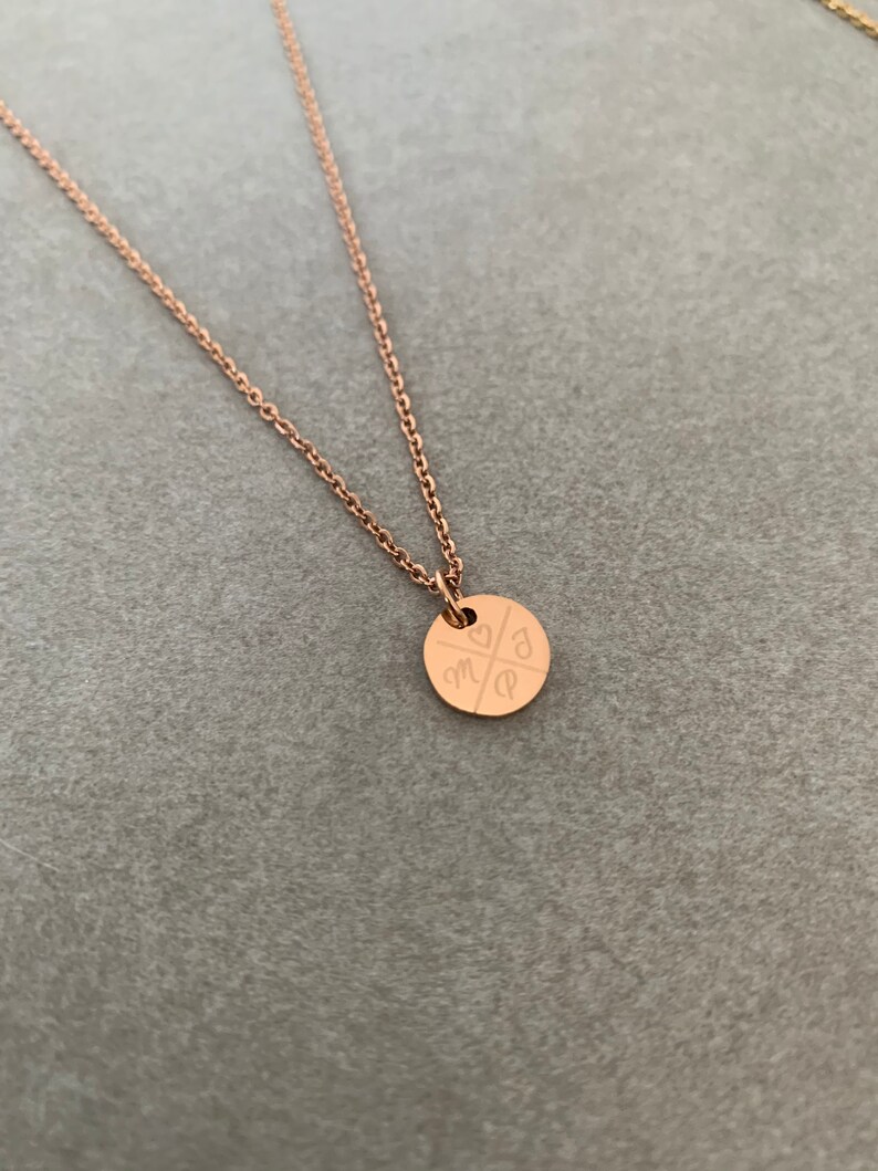 Personalisierte Kette 10mm mini Plättchen mit Gravur in Edelstahl Familie / Best Friends Farbe wählbar Silber / Gold/ Roségold Rotgold 45cm + 5cm