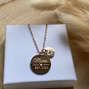 Personalized necklace with engraving / 2 plates 18 mm & 10 mm / MAMA / stainless steel 18 carat gold-plated image 10