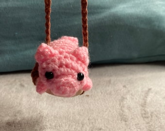 Pink piggy rearview mirror pendant