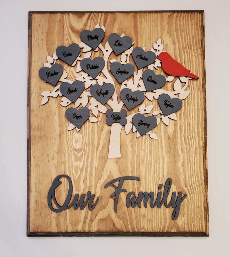Family Tree 11 in x 14 in Laser cut and engraved