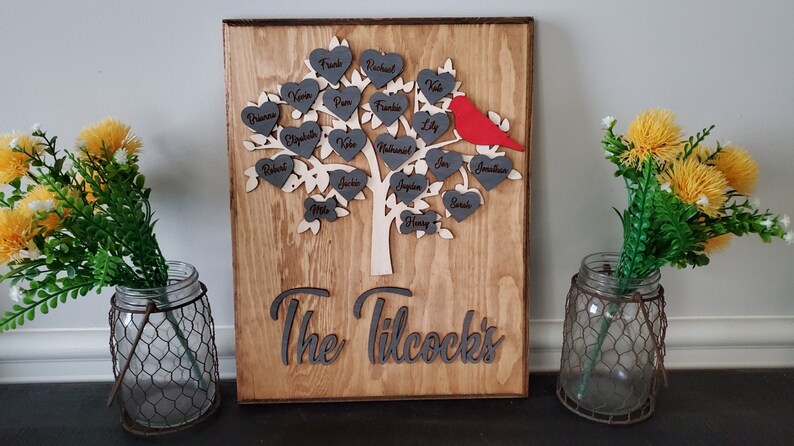 Family Tree 11 in x 14 in Laser cut and engraved