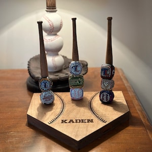 Engraved Baseball or Softball Homeplate Ring Holder image 1