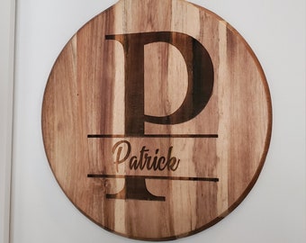 Personalized Charcuterie cutting board 11.5 in diameter