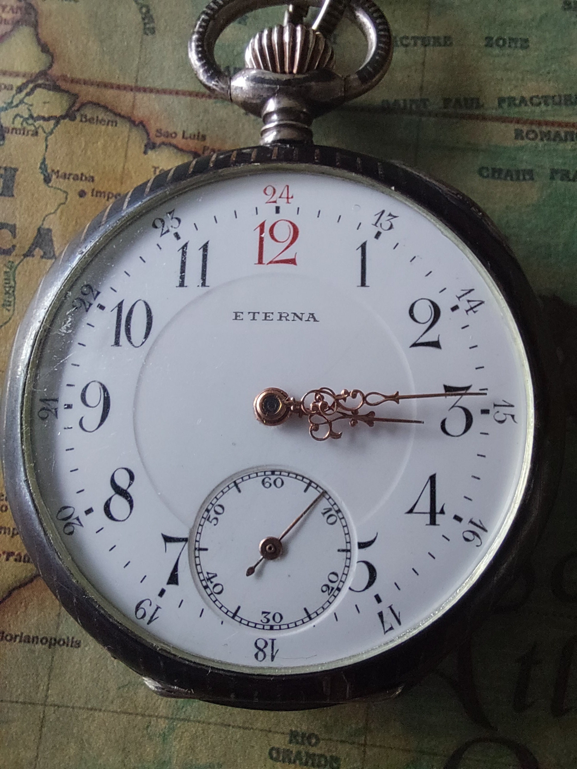 Eterna Pocket Watch With Chain Vintage Eterna Pocket Watch Etsy