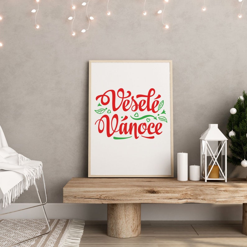 Czech Sayings Vesele Vanoce Czech Christmas Printables Christmas Mantle Merry Christmas Sign Czech Gifts Czech Wall Art Digital Print image 2