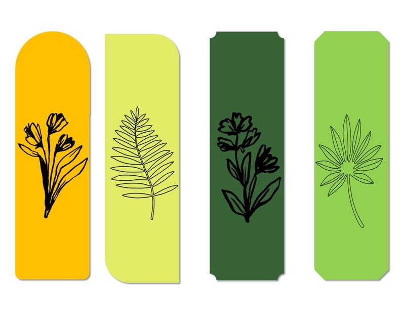 Green Floral Printable Bookmarks for Gardeners Set of 4 Book Lover Gift Instant Digital Download Book Accessory Reader Supply image 2