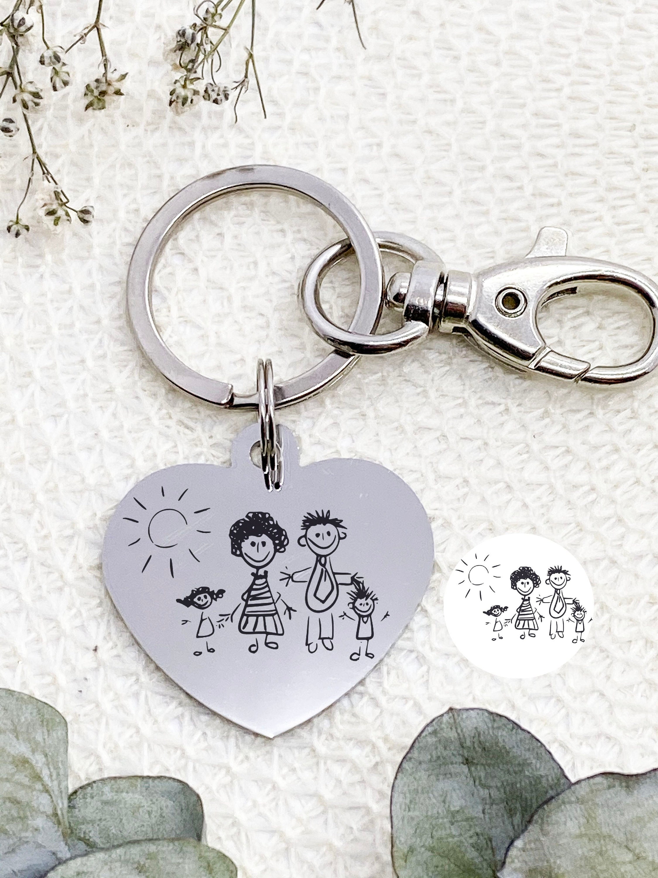 Kid Drawing keychain handwriting keychain Personalized Etsy