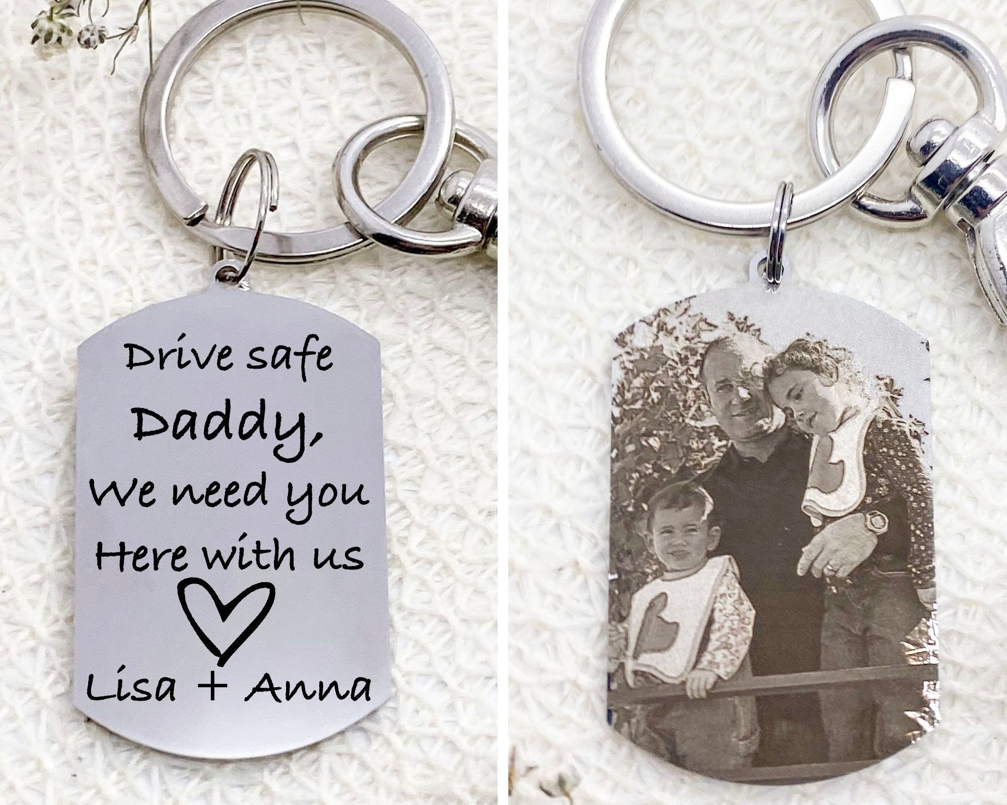 Drive Safe Daddy Keychain Custom Name Double Sided Key Etsy