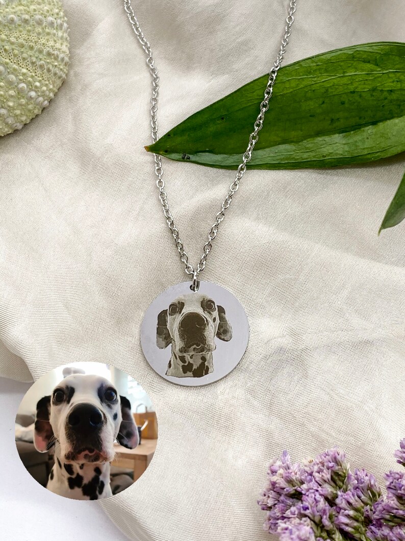 Pet Portrait Necklace Pet Memorial Jewelry Custom Dog Etsy
