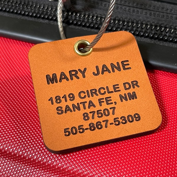 Customizable Premium Leather Luggage Tags: Perfect for Personalization, Travel, and Identifying Bags, Backpacks, and Luggage.