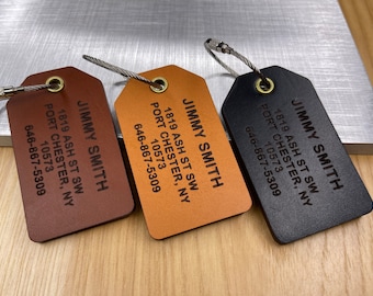 Personalized Premium Leather Luggage Tags: Perfect for Personalization, Travel, and Identifying Bags, Backpacks, and Luggage.