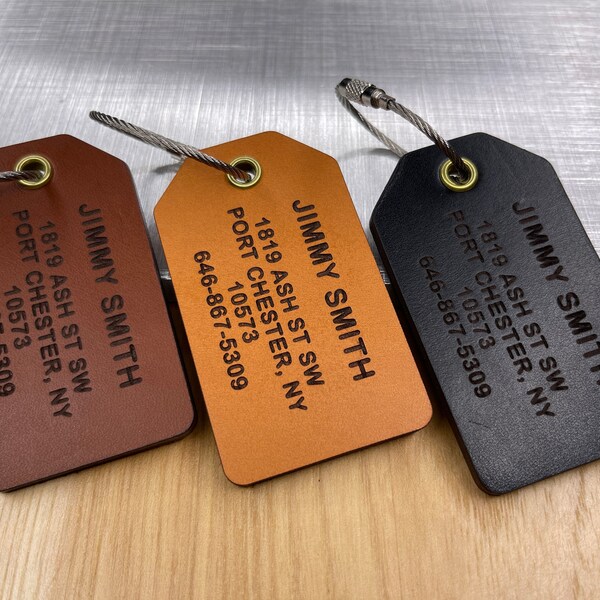 Personalized Premium Leather Luggage Tags: Perfect for Personalization, Travel, and Identifying Bags, Backpacks, and Luggage.