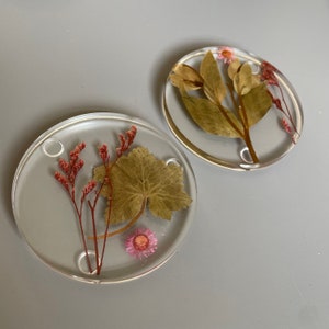 Lot de 2 sous-verres avec de vraies fleurs