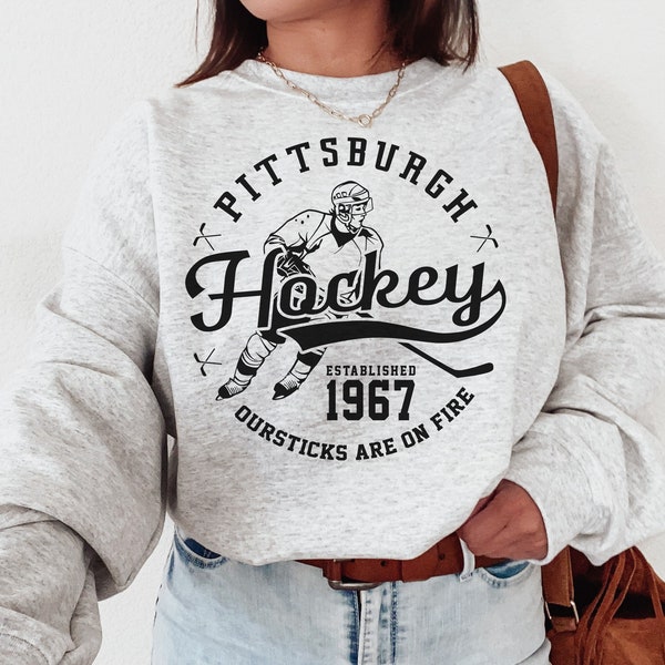 Vintage Pittsburgh Penguin Crewneck sudadera camiseta, Pittsburgh EST1967, suéter de pingüinos, hockey sobre hielo retro de Pittsburgh, camiseta de pingüinos