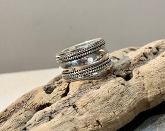 Bague argent massif 925- Bague argent large- Bague anneau large en argent- Sterling silver ring- Anillo plata de ley- Anneau argent massif