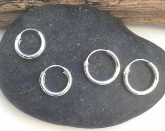 Boucles d'oreilles créoles en argent massif 925