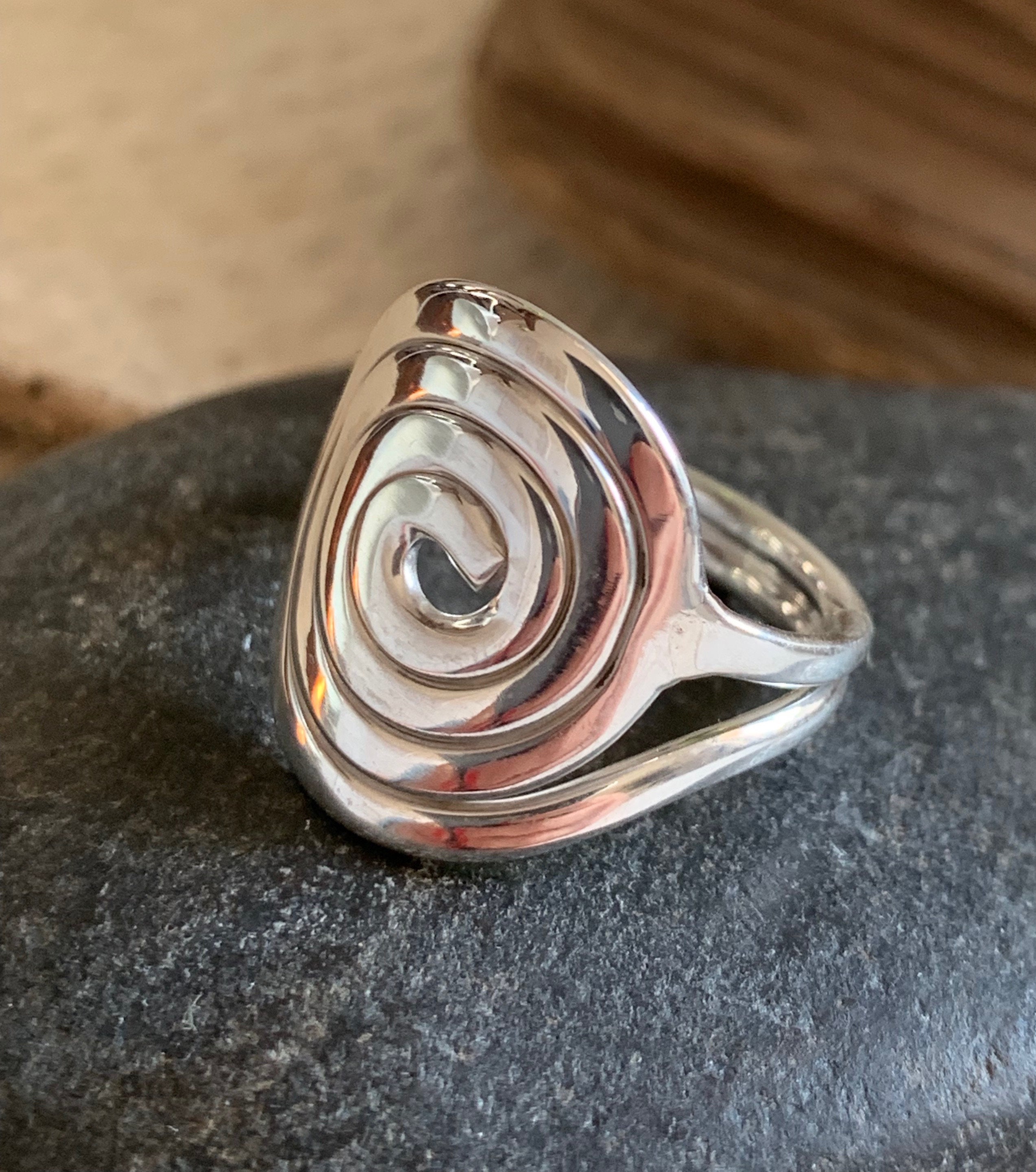 Newgrange Triple Spiral Ring – Celtic Crystal Design Jewelry