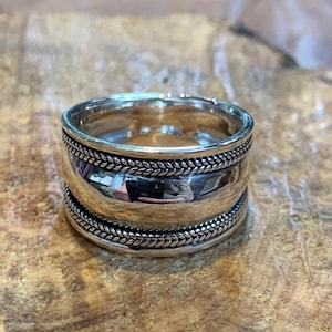 Solid silver ring 925 - Wide silver ring - Wide silver ring - Sterling silver ring - Valentine&#39;s Day gift for her and for him