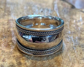 Bredbandsring i massivt 925 silver för män och kvinnor