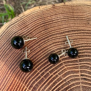 Onyx and 925 Sterling Silver - Studs Earrings with Genuine Onyx and Sterling Silver - Real black onyx and 925 Sterling Silver jewelry