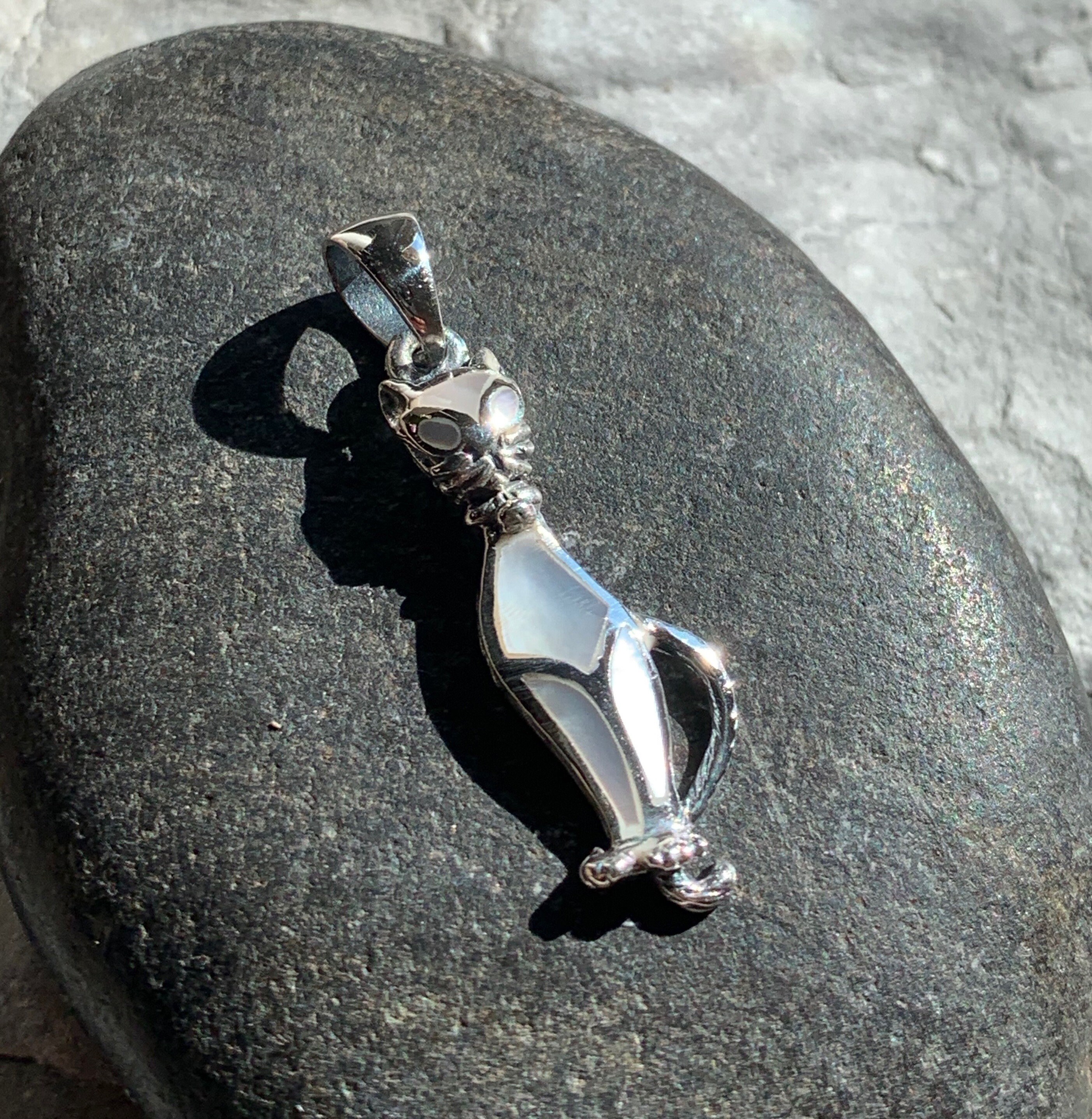 Pendentif Argent Massif Et Nacre Avec Sa Chaîne - Grand Modèle, Occasion, Origine France