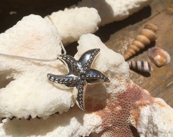 Pendentif étoile argent massif 925 Sterling silver sea star necklace Collar estrella de mar en plata de ley  Collier étoile femme argent 925